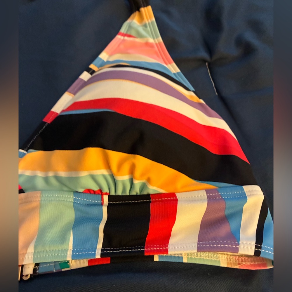 Anne Cole Multicolor Striped Halter Bikini Top - Picture 3 of 10